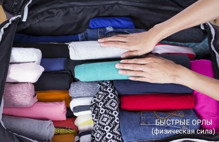Правильная упаковывания одежды.