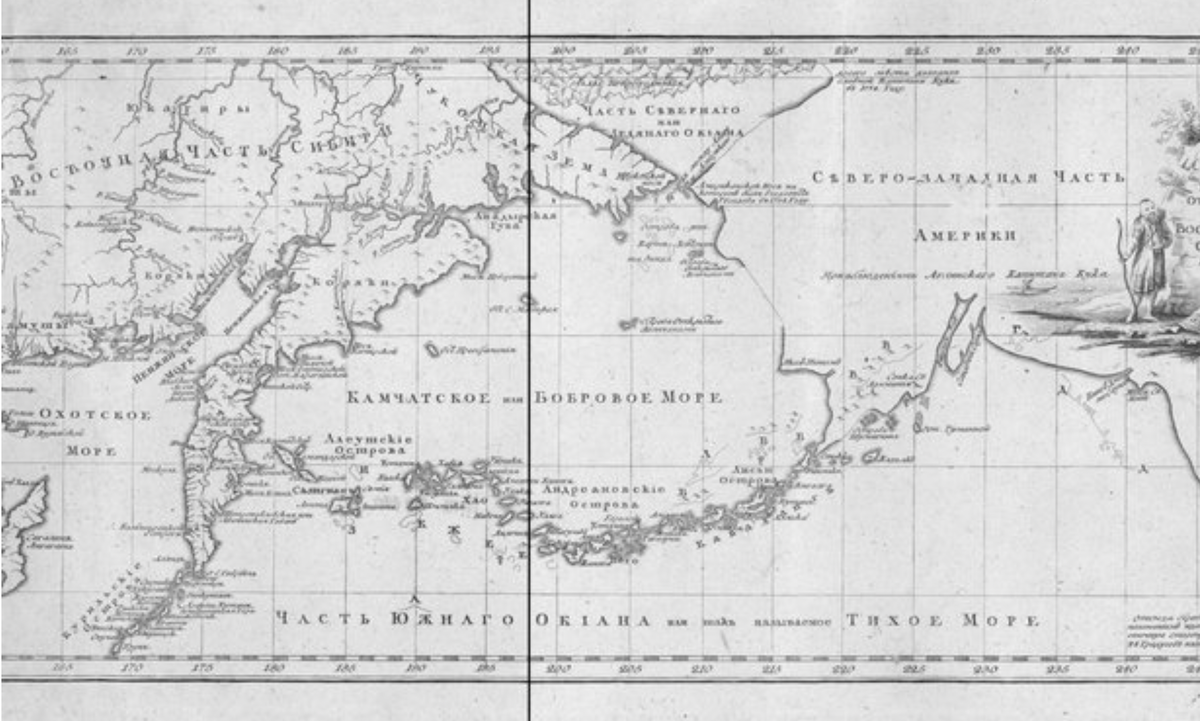 Карта 18 века: значительная часть Аляски — лишь отдаленные контуры