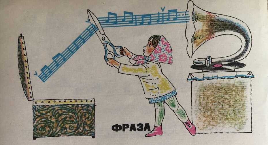 Иллюстрация из "Музыкальной грамоты" А. Барабошкиной, 1986г.