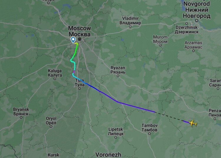 Маршрут прилетевшего сгоденя Ил-76.