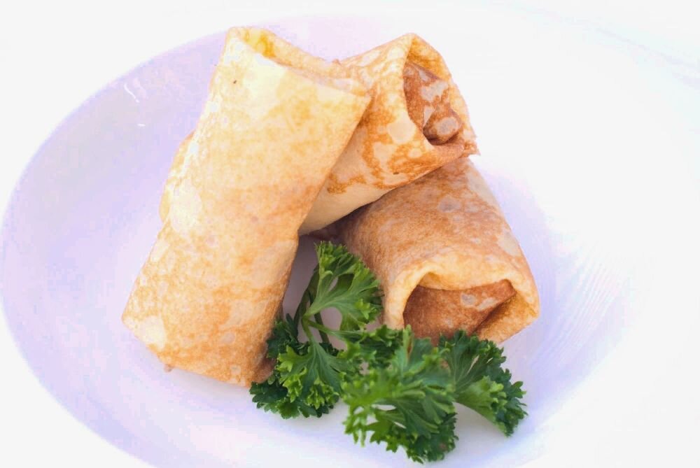 Блинчики с мясом вид сверху