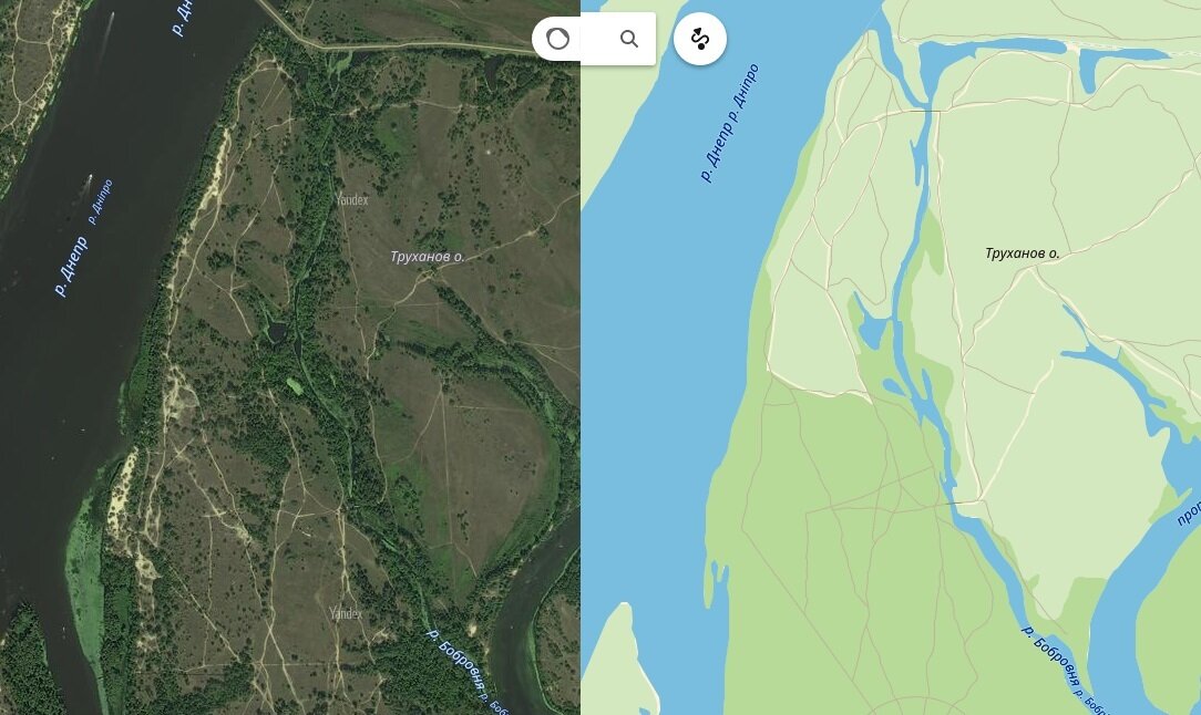 "Спутник" и схема речки