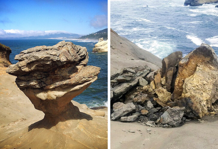 Плоский камень далеко выдавался в море