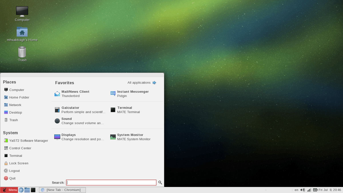 Интерфейс рабочего стола MATE, который является форком GNOME 2.X.