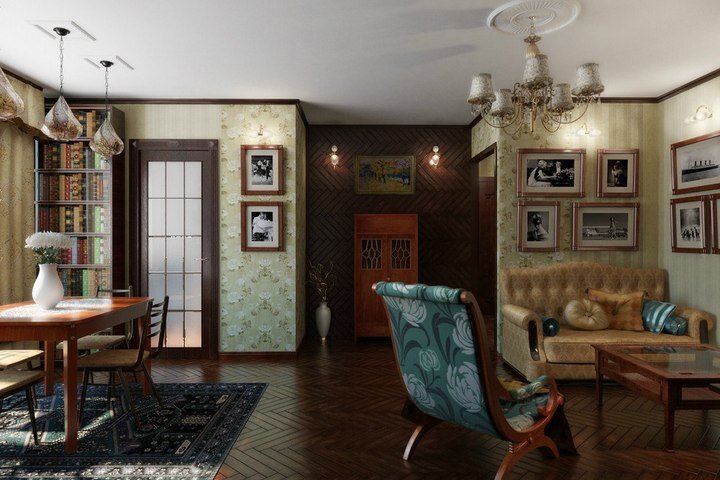 Интерьер с чрезмерным количеством декора и акцентов из старинных вещей