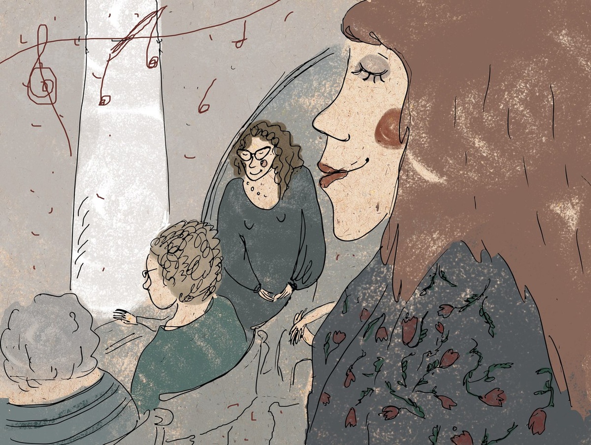 Иллюстрация художницы Саши Конаковой, созданная в филармонии им. Шостаковича 