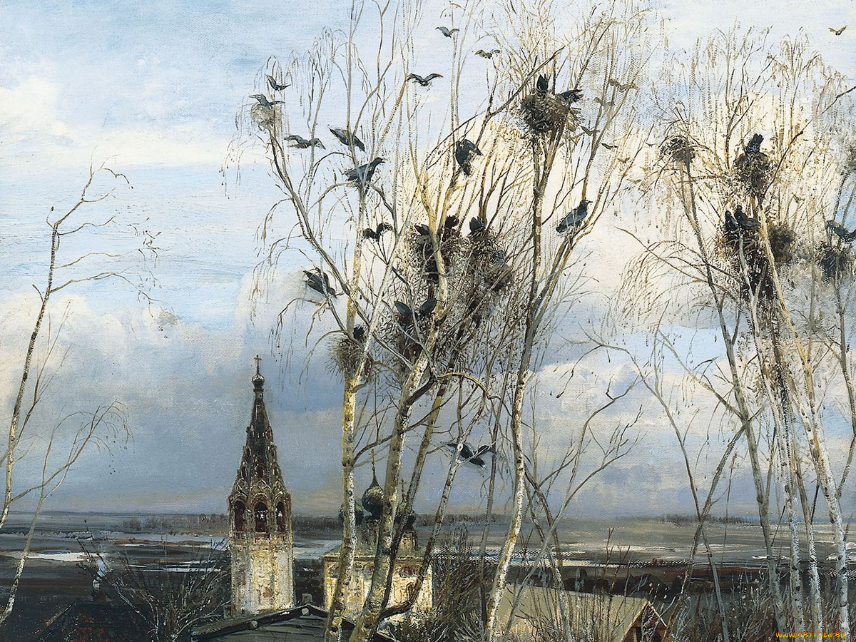 Фото из открытых источников. Грачи прилетели - самая знаменитая картина Алексея Саврасова.