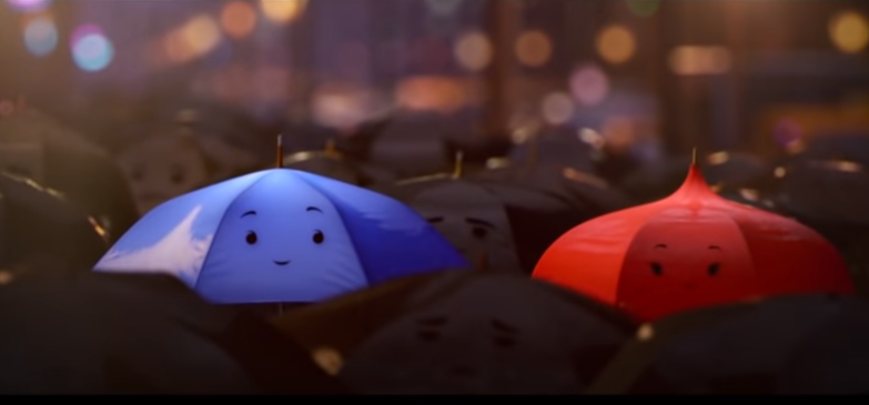 Кадр сделан из короткометражки Синий зонтик