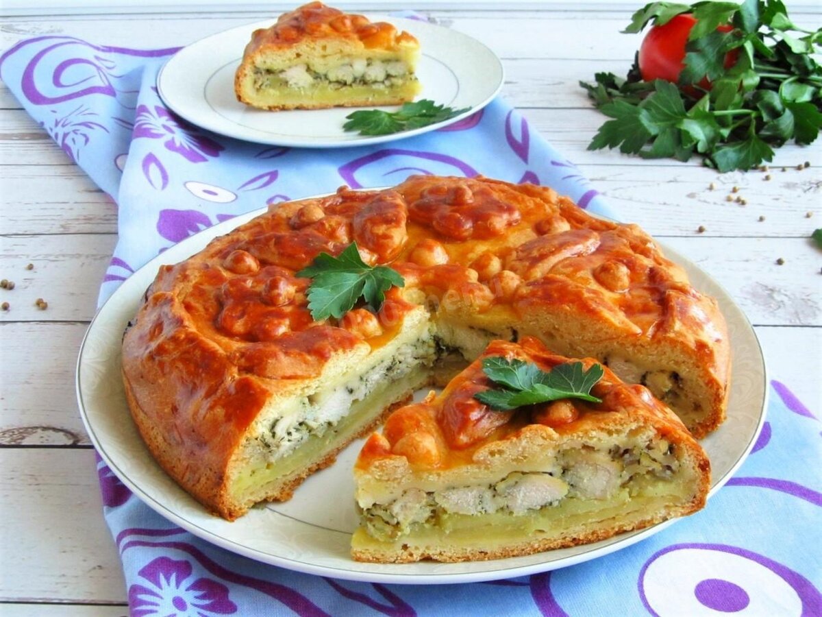 Быстрый куриный пирог с курицей