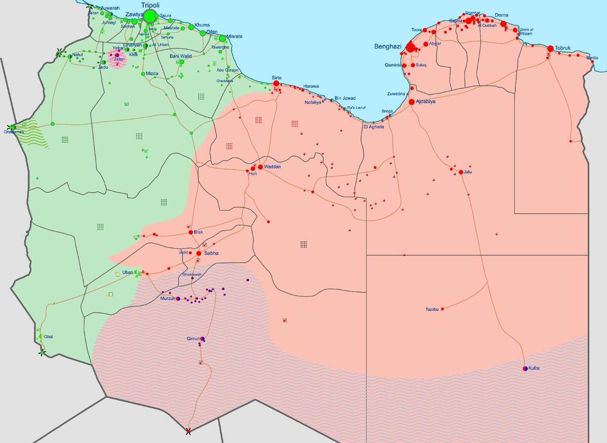 Карта ливии с зонами контроля