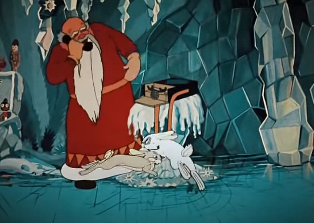 Дед Мороз разговаривает с Новым годом. Скриншот автора.
