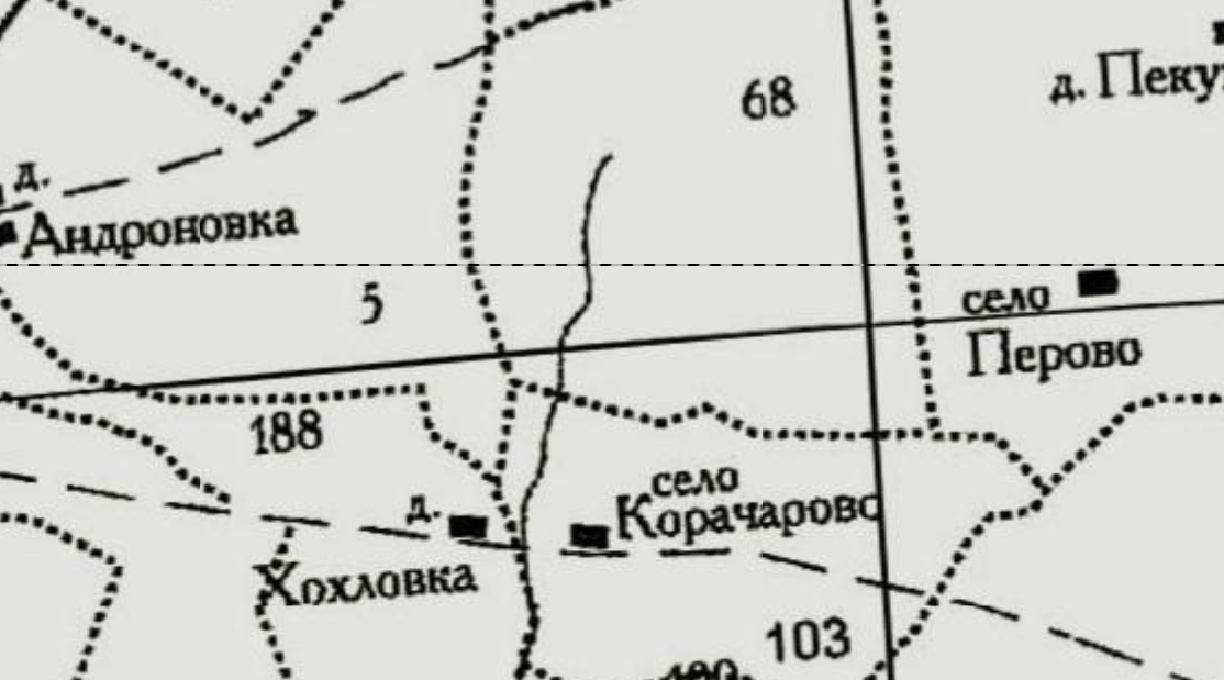 Село Карачарово на карте Московской губернии 1766-1770 годов. С сайта www.retromap.ru.