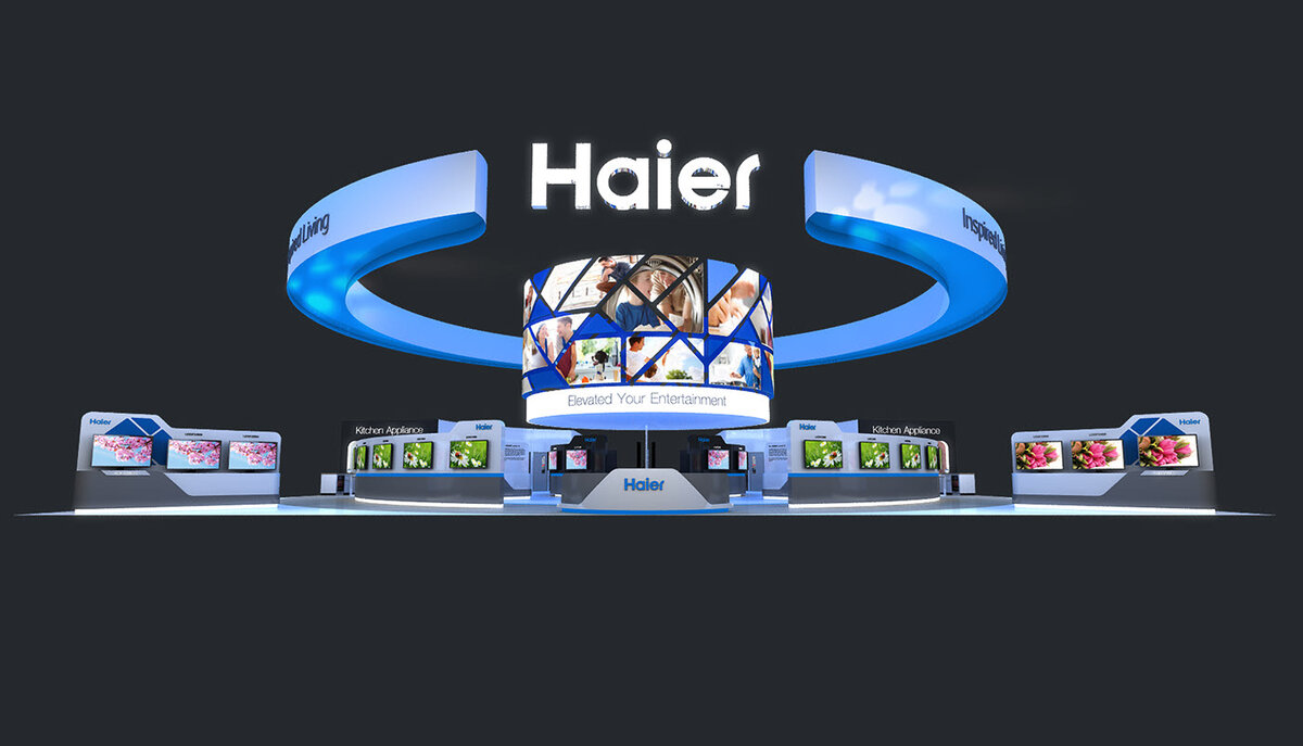 Данный выставочный стенд - островной, с большим подвесом, с открытым демо-залом.