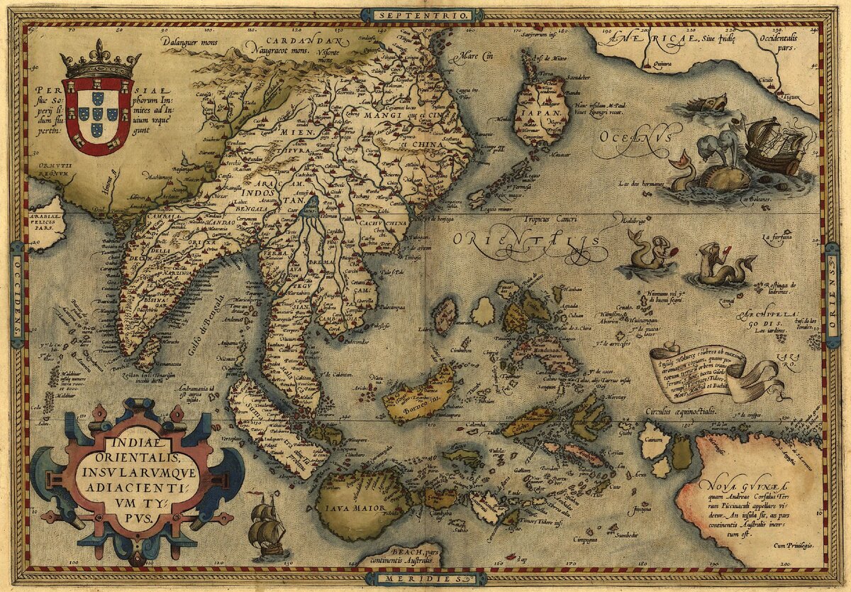 Китай и Япония на карте А.Орнелия. 