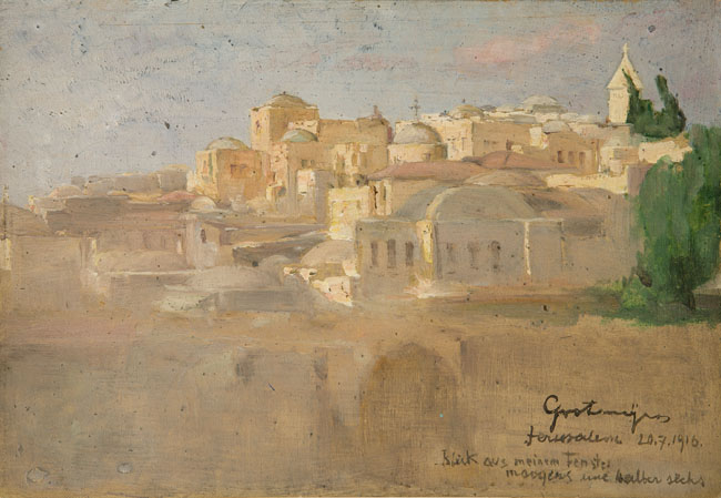 "Иерусалим, вид из моего окна" , масляный эскиз Фрица Гротемейера