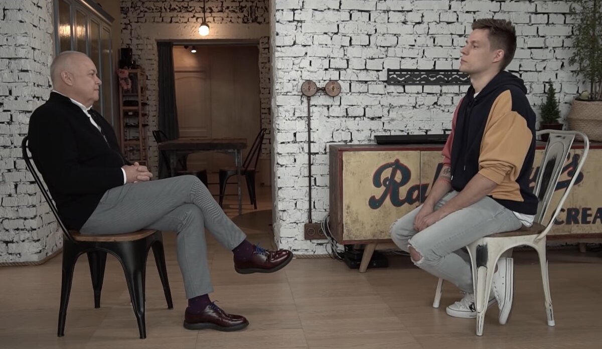 Стопкадр интервью Дмитрия Киселева Юрию Дудю