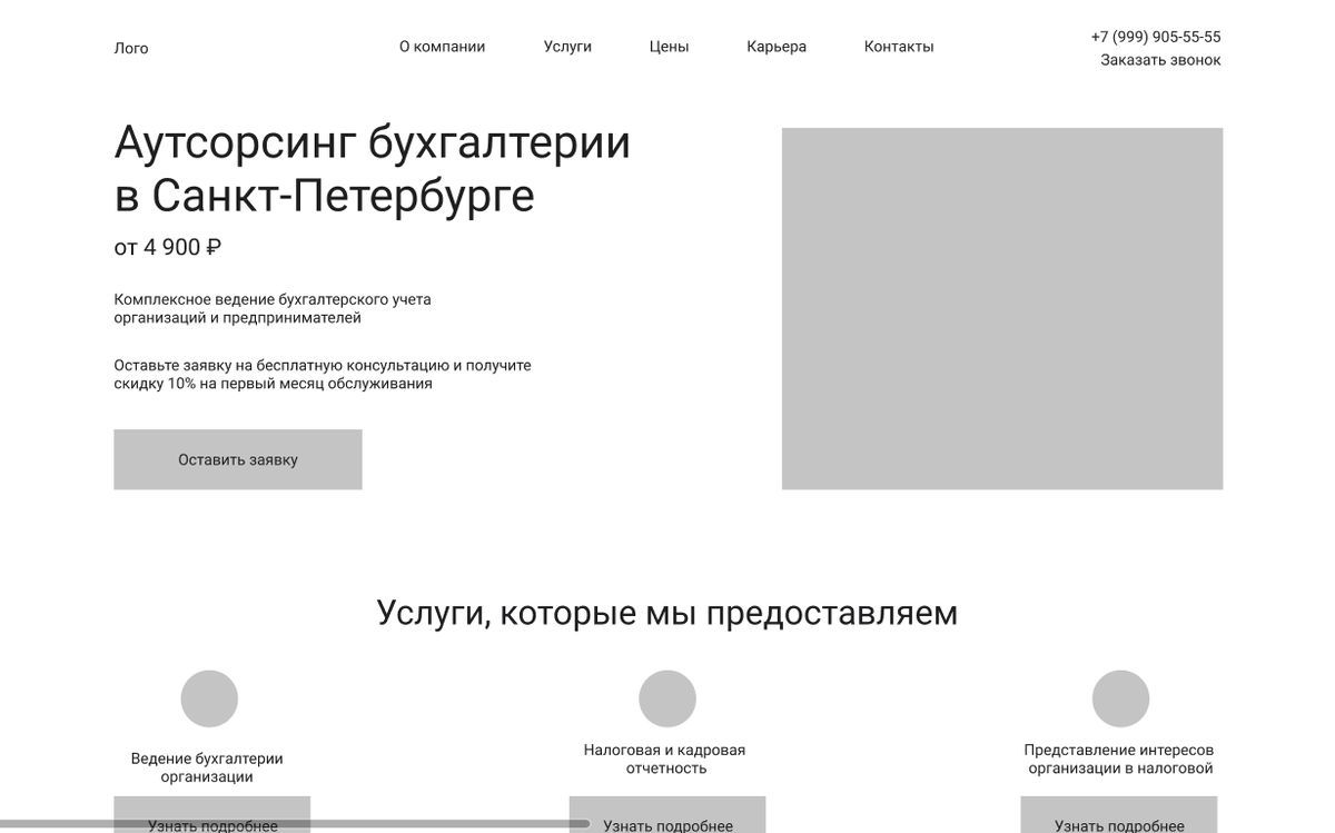 Пример прототипа сайта