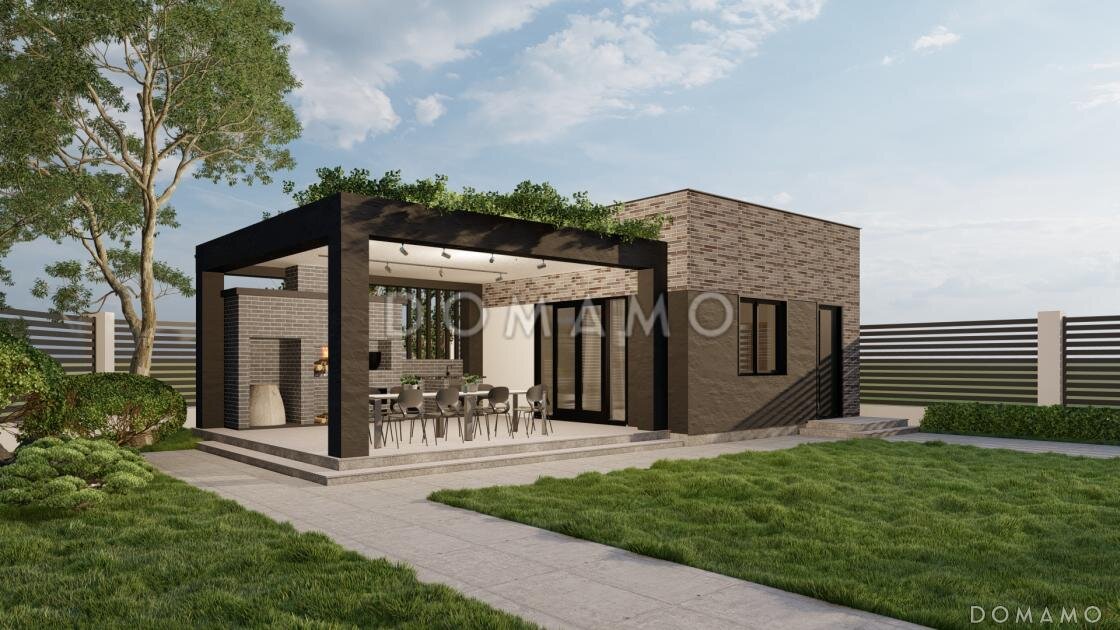 Проект D4528 — баня с мангалом на большой террасе