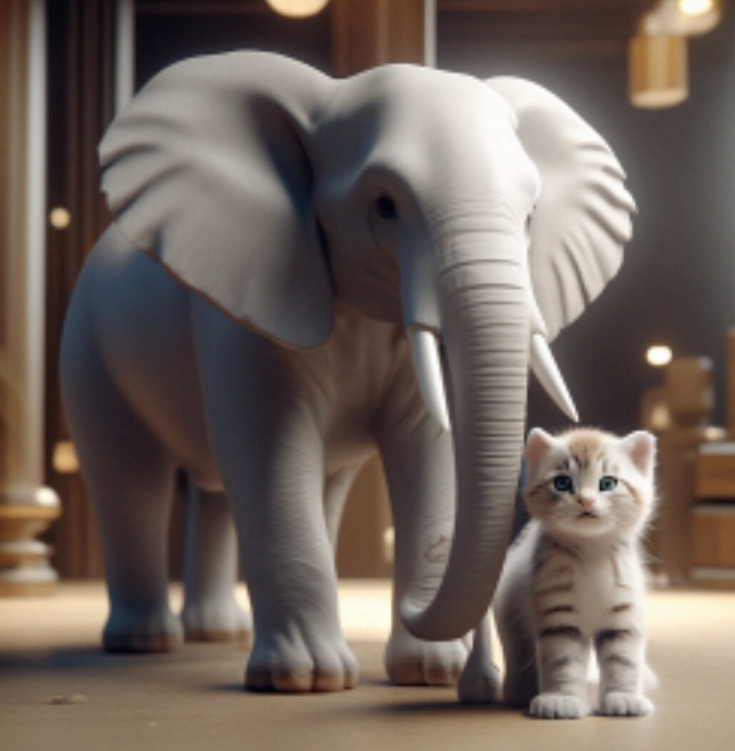 Слоник и котенок