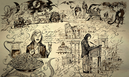 Николай Гоголь. Первые годы в Петербурге. Карикатура. 