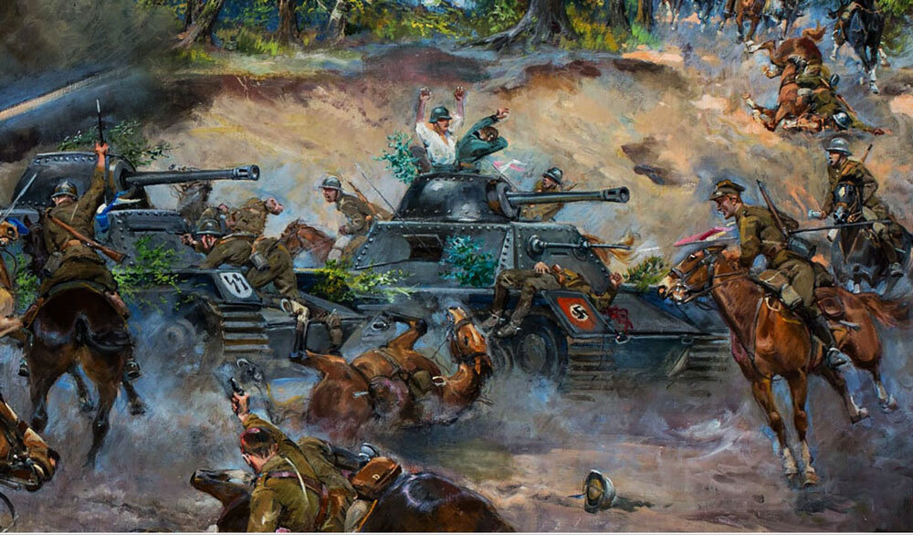 Кавалерия против танков. Ежи Коссак битва под Кутно. Ежи Коссак битва под Кутно в 1939 г. Ежи Коссак, картина "битва под Кутно". Атака польской кавалерии на немецкие танки.