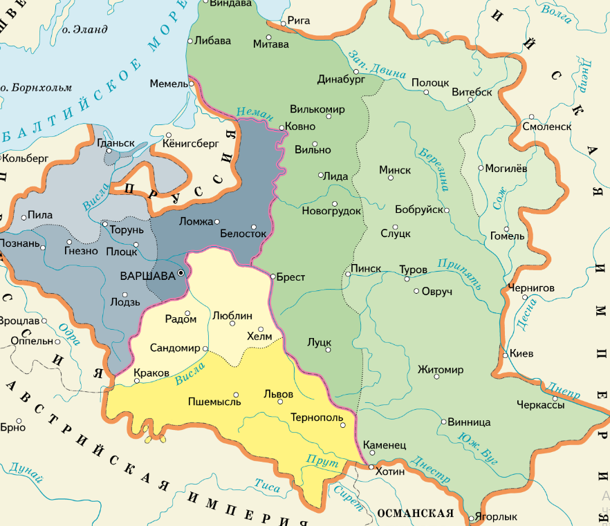 Карта о том, как Речь Посполитую "ушли".