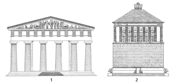 1 — храм, 2 — мавзолей