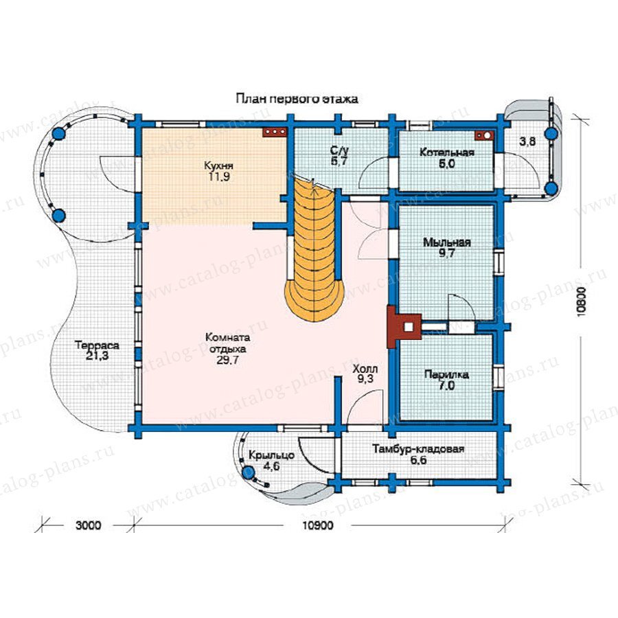 План первого этажа. Изображение с сайта https://catalog-plans.ru