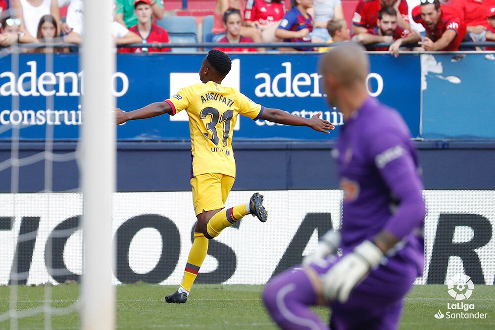 В матче против «Осасуны» Ансу Фати провел на поле 45 минут, нанес 2 удара и забил 1 гол. Фото: laliga.com