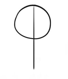 Рисуем палочку и кружочек сверху - это будущий череп.