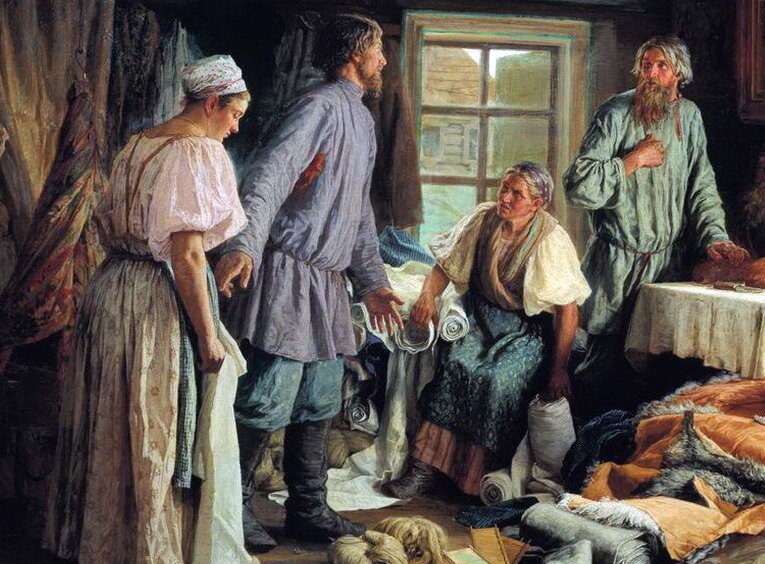 Василий Максимов «Семейный раздел», фрагмент