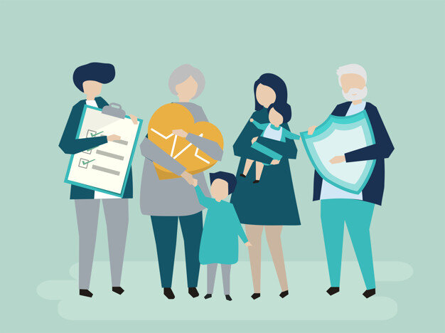 Страховым организациям также невыгодно связываться с людьми с плохой кредитной историей. По статистике водители-должники чаще попадают в аварии, поэтому сотрудничество с ними для организаций может быть убыточным. Источник фото: https://image.freepik.com/free-vector/characters-extended-family-with-healthcare-illustration_53876-40414.jpg