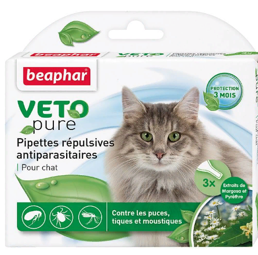 Капли от клещей, блох и комаров для кошек (старше 12 недель). 