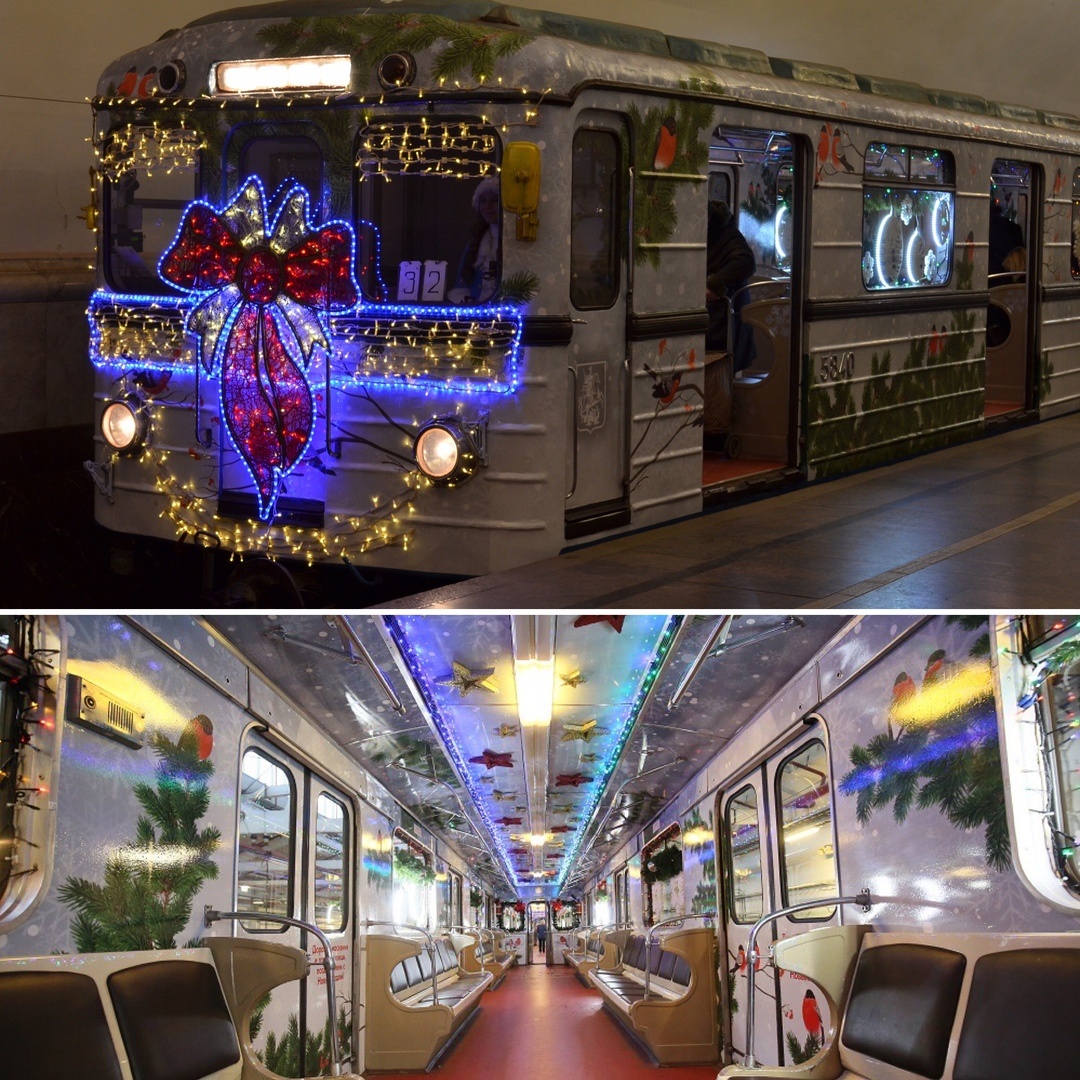 Поезд на станции «Курская» и его оформление внутри