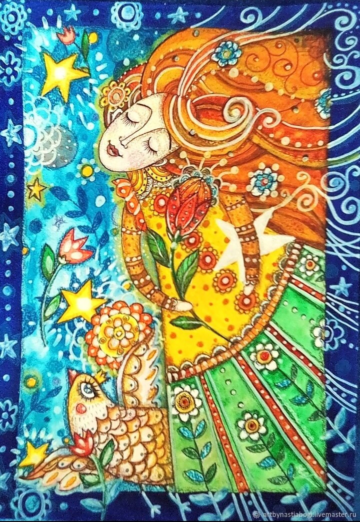 "Мечтательница", картина моего авторства. Вперёд! За мечтой!