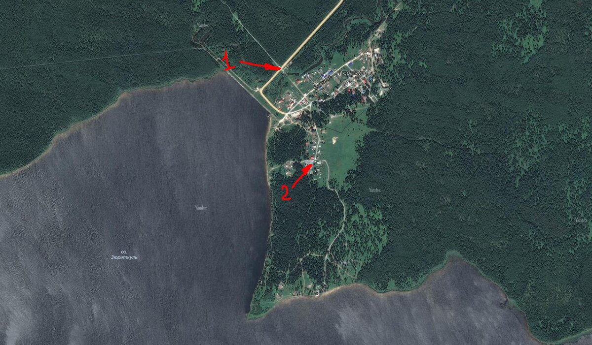 1 - Начало экотропы, 2 - Парковка для автомобилей.