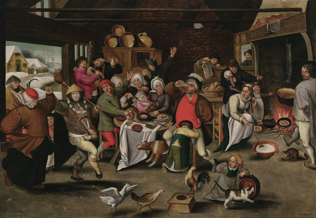 Питер Брейгель Младший. Бобовый король (Король пьет!). 1620.