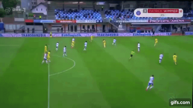 Первый гол в матче с Хартбергом. Позиционная атака и неудачно созданный искусственный оффсайд. Листайте дальше --->