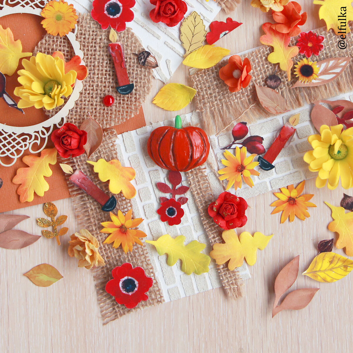 Листики и другие детали для осенних открыток
