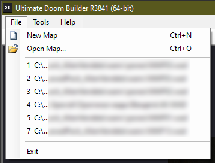 Вкладка File в Ultimate Doom Builder R3841  