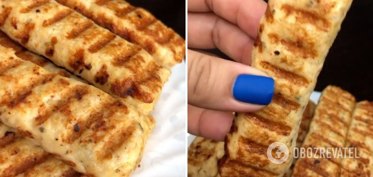 Куриные колбаски на сковороде