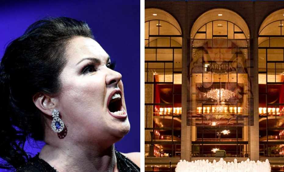 А.Нетребко (слева) и здание "Метрополитен-опера". Коллаж автора.