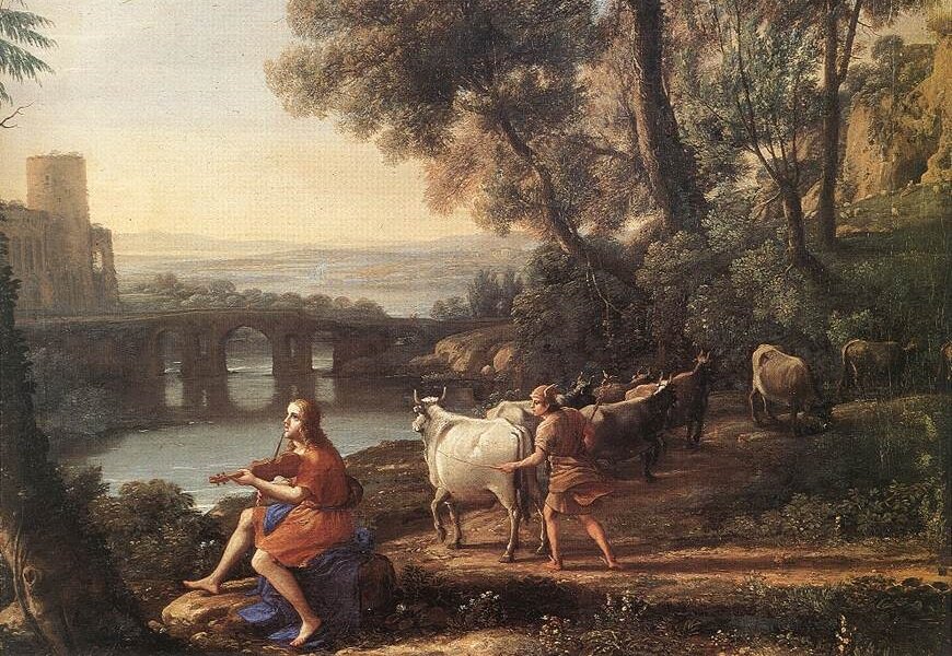Клод Лоррен «Пейзаж с Аполлоном и Меркурием» (фрагмент), 1645 год / Галерея Дориа-Памфили, Италия