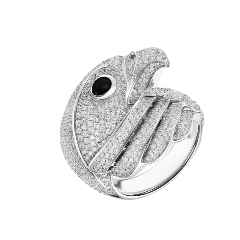 Кольцо Roberto Coin Animalier из белого золота с бриллиантами и ониксом