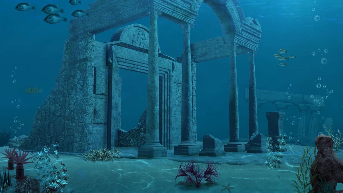 Современный рисунок, изображающий руины храма в Атлантиде. Источник: vistanews.ru