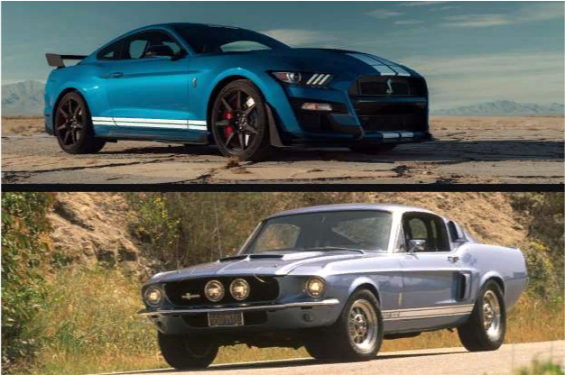 Сверху: Shelby GT500 2020, снизу: Shelby GT500 1967