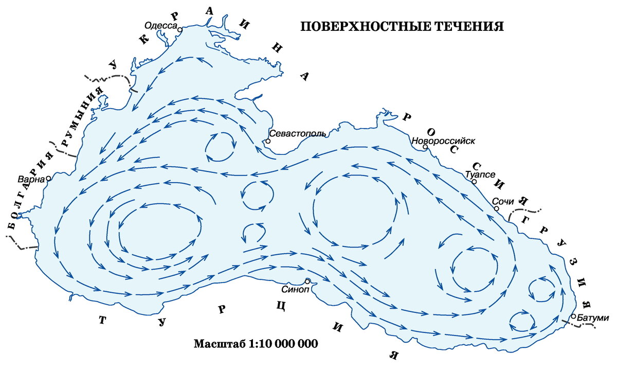 Карта течений в черном море