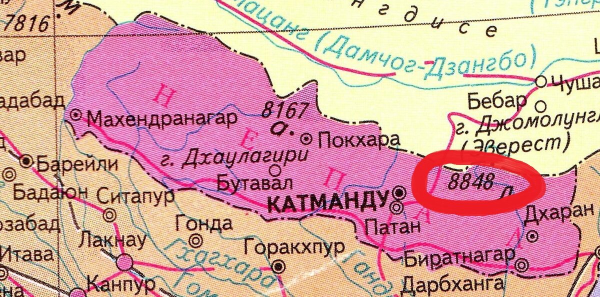 Эверест на карте
