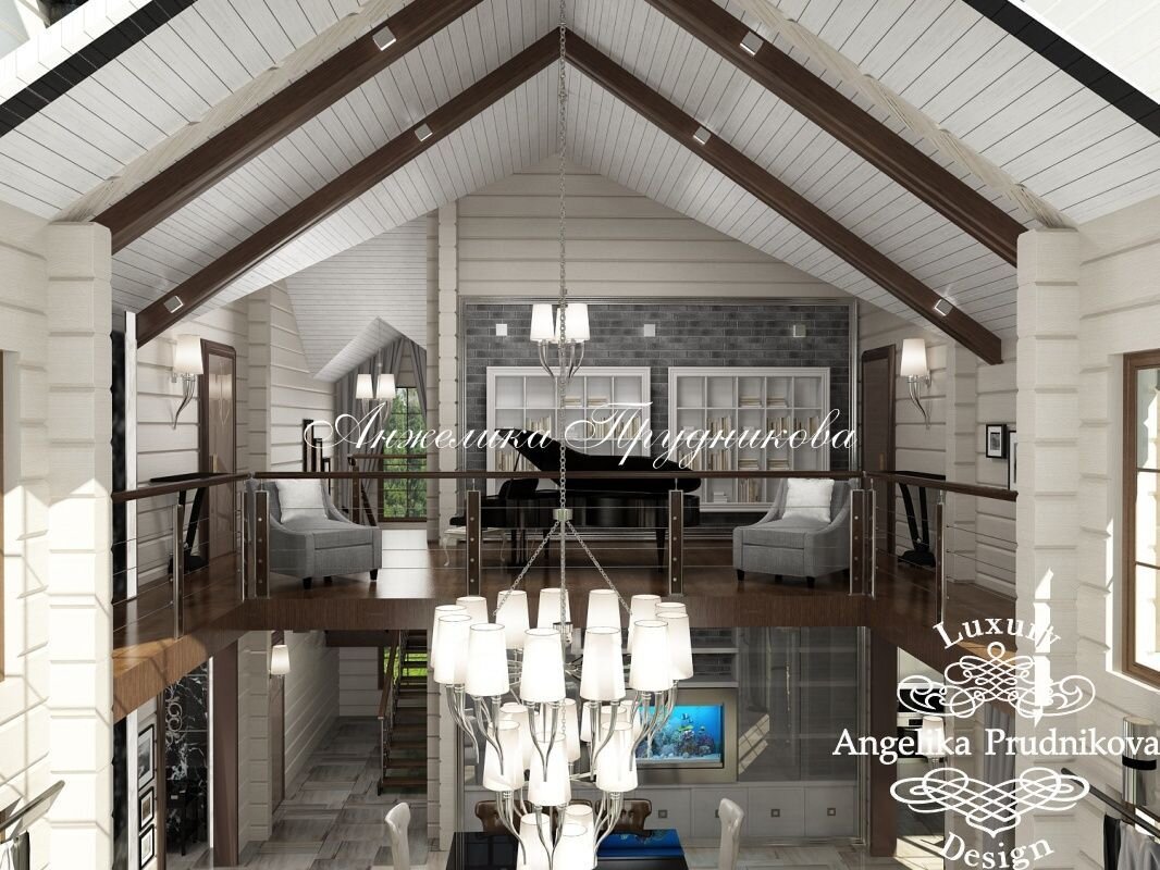 На фото: Дизайн кабинета в доме из бруса