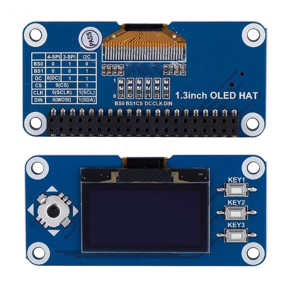 
1. На основе стандартного интерфейса Raspberry pi, он совместим с Raspberry Pi 2/3 , а также Zero.
2. Три вида интерфейсов: поддержка 4х контактного SPI, 3х контактного SPI и I2C . Можно выбрать режим подключения через значение (контактов) сопротивления.
3. Маленький размер, высокое разрешение, дисплей высокой четкости.
4. Плата с джойстиком и тремя кнопками.
